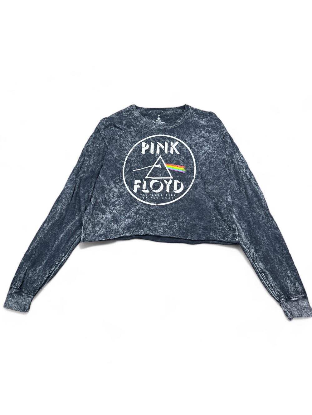 Pink Floyd Crop Top T Shirt Womens Size Medium Gray Acid Wash VTG Style Retro
